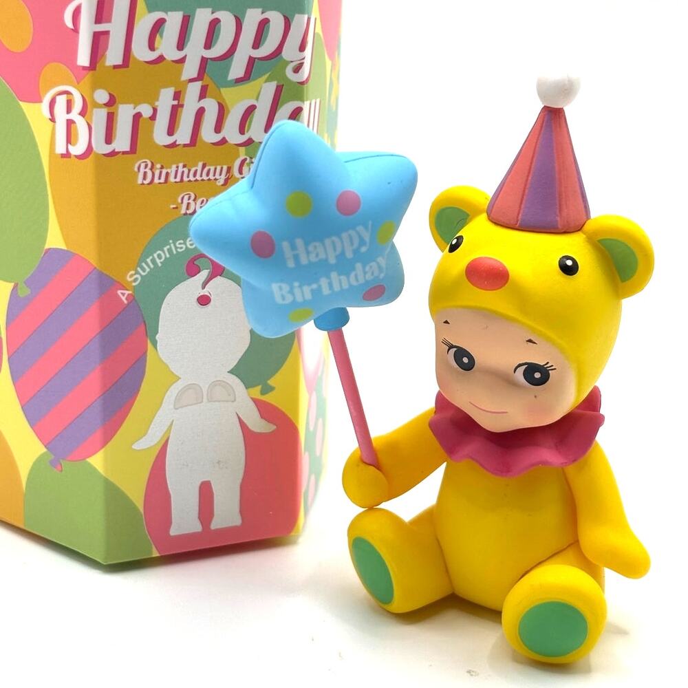 New Kewpie/Angel Mini Figures, Yellow Birthday Bear w/Ballon, Open Blind Box